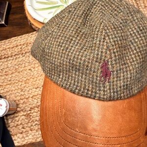 Ralph Lauren hard to find vintage Tweed and Brown Leather brim Cap